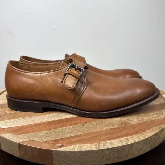 Allen Edmonds Warwick Shoes Men's 9D Monk Strap Loafers Brown Walnut Leather USA - Picture 2 of 16